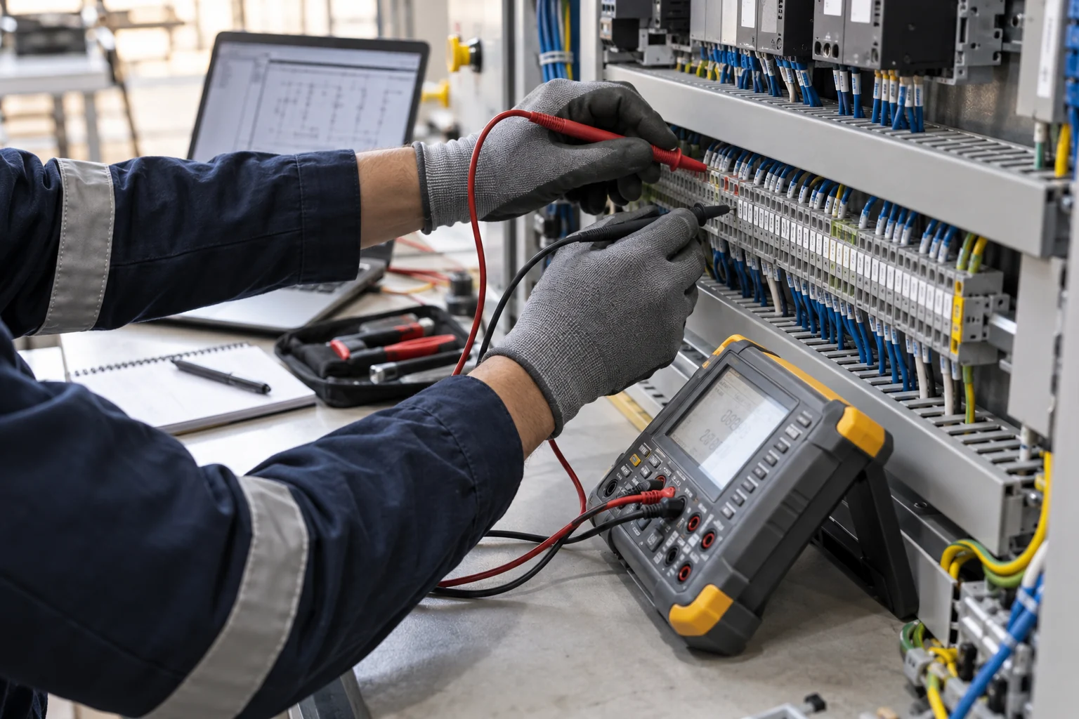 Illustrative instrument-loop calibration on an isolated control-panel test bench