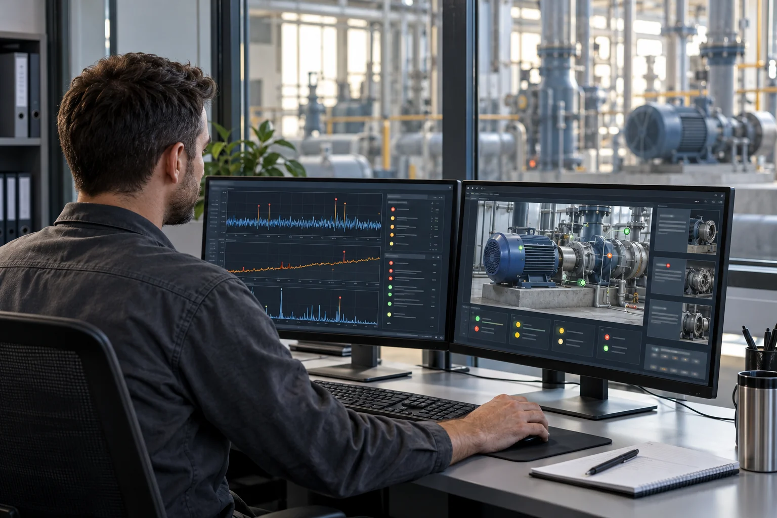 Illustrative maintenance analyst reviewing condition trends and equipment information